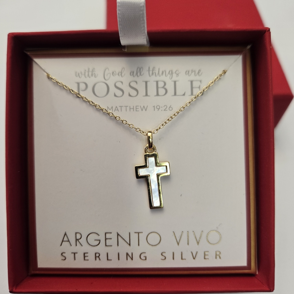 Argento Vivo Gold Necklace with Silver Cross Pendant